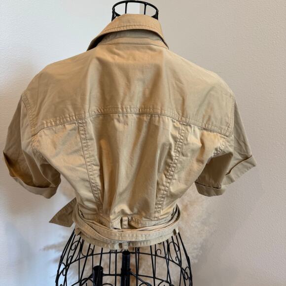 Derek Lam Utility Wrap Short Sleeve Crop Top Khaki Size 36 (X-Small) - Picture 5 of 10